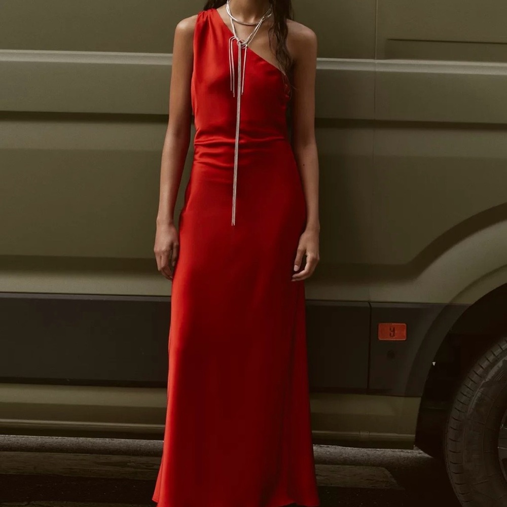 Asymmetric satin effect midi NWT - image 1